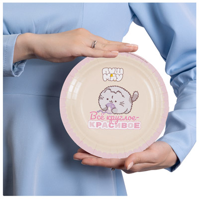 Тарелки Тарелка кошечка ПушМяу 18см 6шт