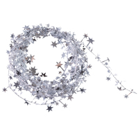 Новый год Мишура серебряная гибкая Звездочки 7,5м 1501-7033
