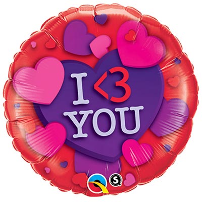 Шарики из фольги Шар круг 45см ILY сердца разнообразные