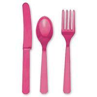 Столовые приборы ярко-розовые, 8 персон