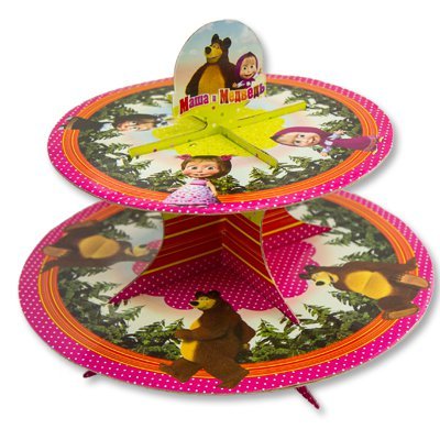 Сладкий стол Стойка для кексов Маша и Медведь,2 яруса
