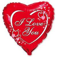 Шарик 45см I Love You Сердца на красном