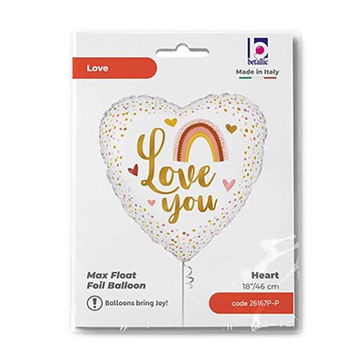 Шарики из фольги Шар сердце 45см LOVE YOU Бохо