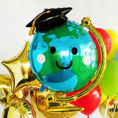 Шарики из фольги Шар фигура Глобус веселый выпускнику