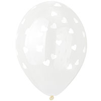 Шары прозрачные 36см Сердца белые