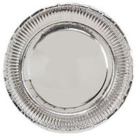 Тарелки большие фольга серебро, 6 штук