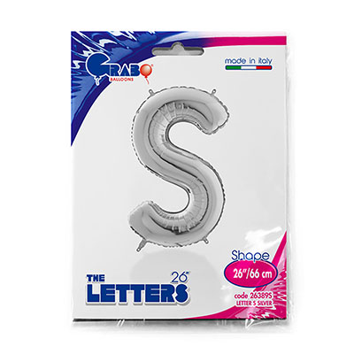 Шарики из фольги Шар буква "S", 66см Silver