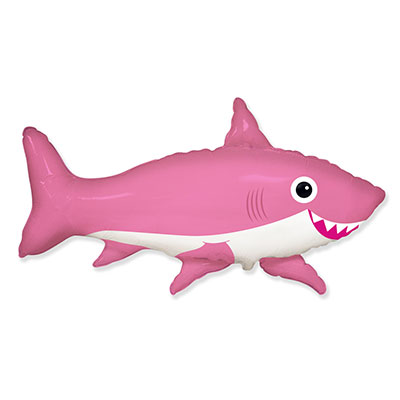 Шарики из фольги Шар фигура Акула веселая розовая