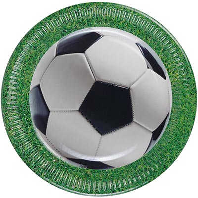 Тарелки Футбол зеленый, газон, 8 штук