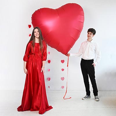 Шарики из фольги Шар 173см СЕРДЦЕ, сатин красное