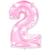 Шарик цифра "2", 101см Pink