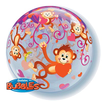 Шар Bubble 22" Мартышки с сердечками