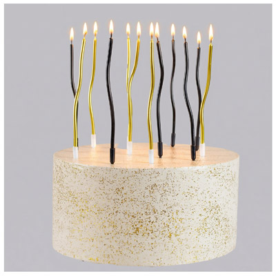 Свечи для торта Свечи Волна Микс черн/золото 13см 12шт