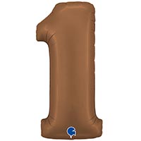 Шар цифра "1" Сатин Шоколад 102см