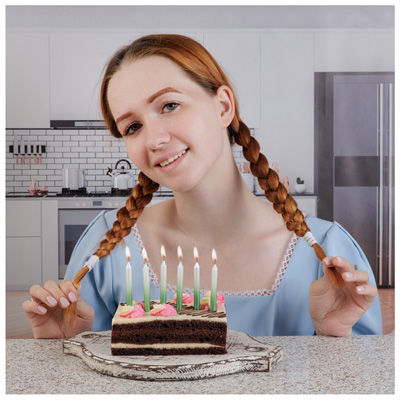 Свечи для торта Свечи Градиент бел/мятный перл 8см 6шт