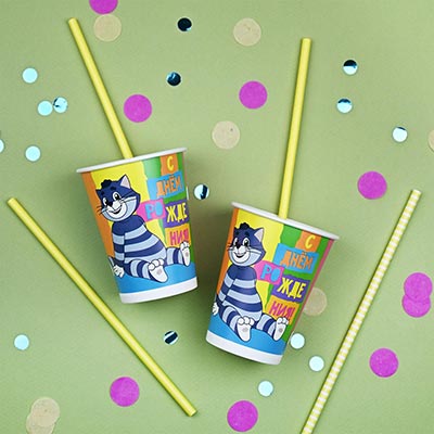 Стаканы Стакан С ДР Простокваш Матроскин250мл6шт