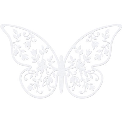Декор бумажный Бабочки резные белые 8 см