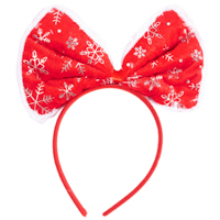 Новый год Ободок Бант красно-белый Снежинки 1501-7036