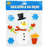 Новогодний снеговик Наклейка гелев на окно Снеговик 1507-1698