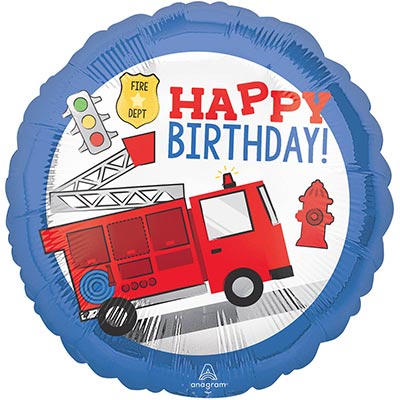 Шарики из фольги Шар 46см Happy Birthday Машина пожарная