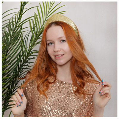 Головные уборы Кокошник-ободок Стильный пайетки золото