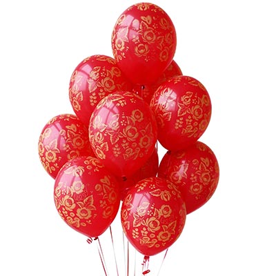 Шарики из латекса Шары 35см Золотые узоры (Хохлома, Пасха)