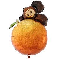 Чебурашка и Крокодил Гена ШАР ФИГУРА Чебурашка на апельсине 1207-6639