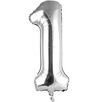 Шар цифра "1", 101см Silver