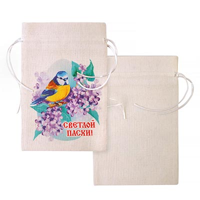Пакет Мешочек ХВ Синичка текстиль 12х18см
