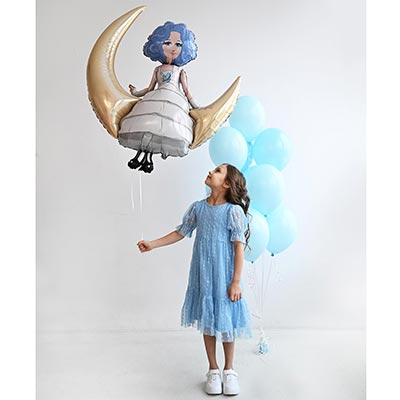 Шарики из фольги ШАР ФИГУРА Мальвина на полумесяце