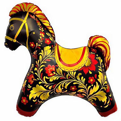 Русский стиль ШАР ФИГУРА Лошадка Золотая роспись 1207-6715