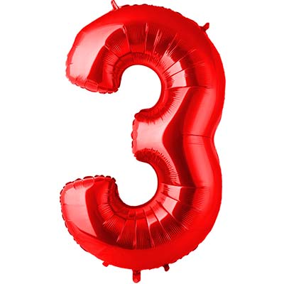 Шарики из фольги Шар цифра "3", 101см Red Италия
