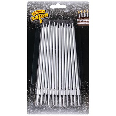 Свечи для торта Свечи д/торта Белые перл подст 12шт 13см