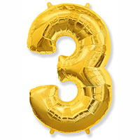 Шарик цифра "3", Gold 81см