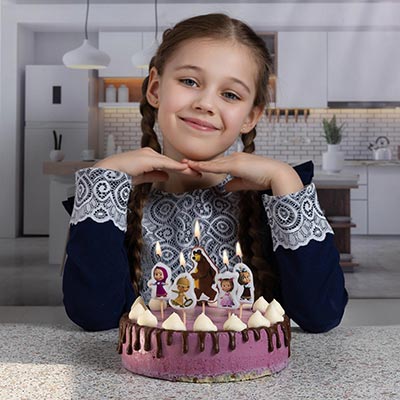 Свечи для торта Свечи на пиках Маша и Медведь, 5 штук