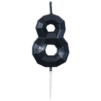 Черная Свеча -цифра "8" Диамант черная 4,5см 1502-6862