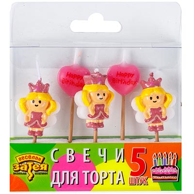 Свечи для торта Свечи для торта на пиках Принцесса, 5 шт