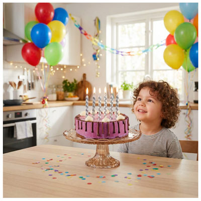 Свечи для торта Свечи Цунами Серебро 10см 6шт