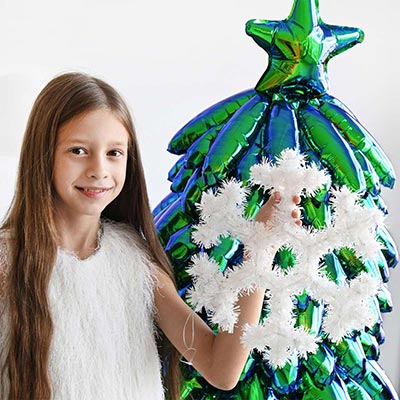 Декорации подвески Снежинка мишура подвесная белая 30 см