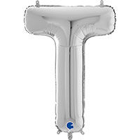 Шар буква "Т", 66см Silver