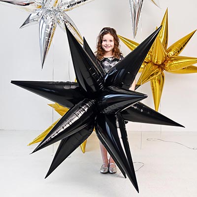 Шарики из фольги Шар 3D ЗВЕЗДА Составная Black 127см