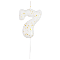  Свеча-цифра &quot;7&quot; Белая с брызгами 5,6см 1502-6902