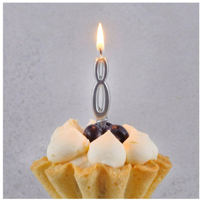 Свечи-цифры Свеча-цифра "8" Элегант Серебро 5см