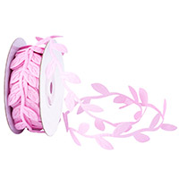  Лента Листья розовые Текстиль 2см*10м 1509-2917
