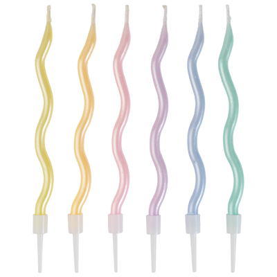 Многоцветное Ассорти Свечи Волна Пастель перламутр 12см 6шт 1502-6728