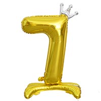 Шар цифра 7 Gold Корона, на подставке