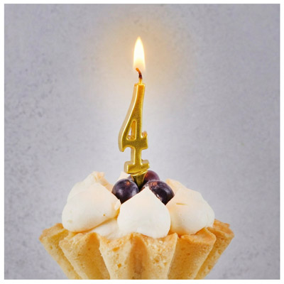 Свечи-цифры Свеча-цифра "4" Элегант Золото 5см