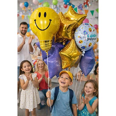 Шарики из фольги Шар фигура Лампочка Смайл
