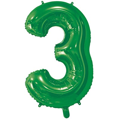 Шарики из фольги Шар цифра "3", 66см Green