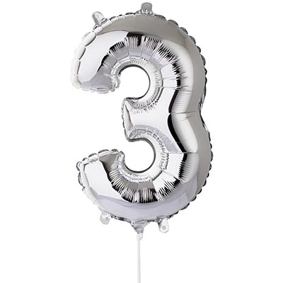 Шарики из фольги Шар цифра "3", 40см Silver под воздух